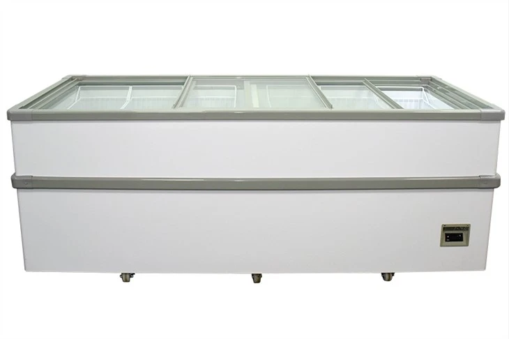 Top Sliding Flat Door Open Display Fridge